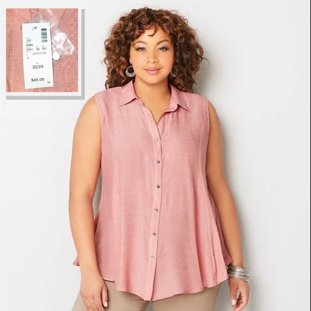 AVENUE Plus Size Top 22/24 Button Swing Tank NWT!